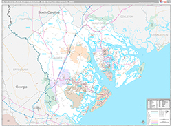 Hilton Head Island-Bluffton-Beaufort Metro Area Wall Map Premium Style 2026